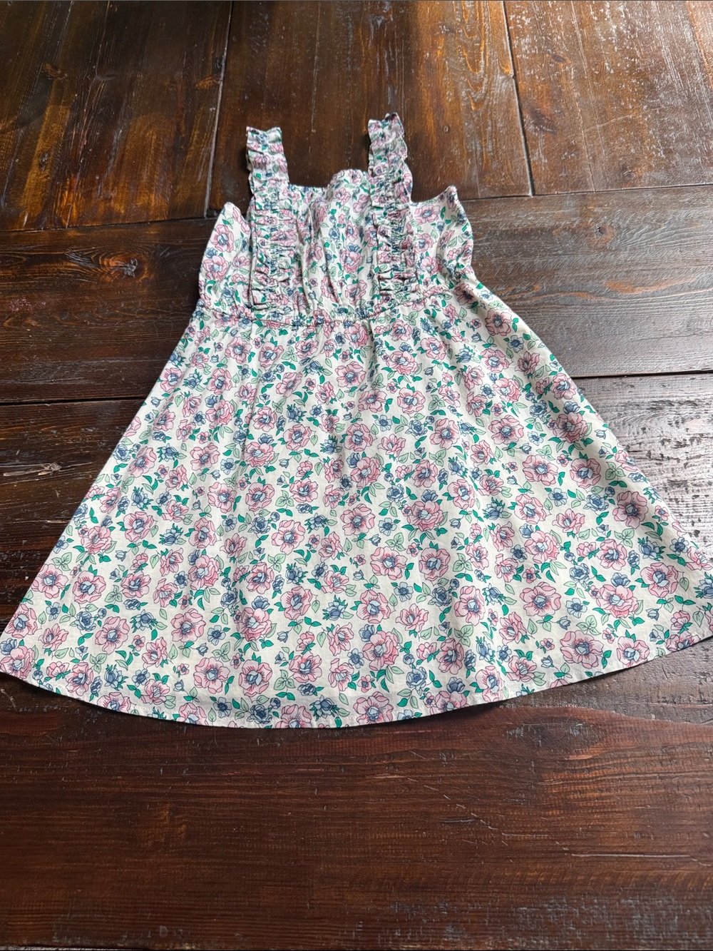 Crewcuts NWT Girls Floral Sundress with Ruffle Straps - Pink & Green